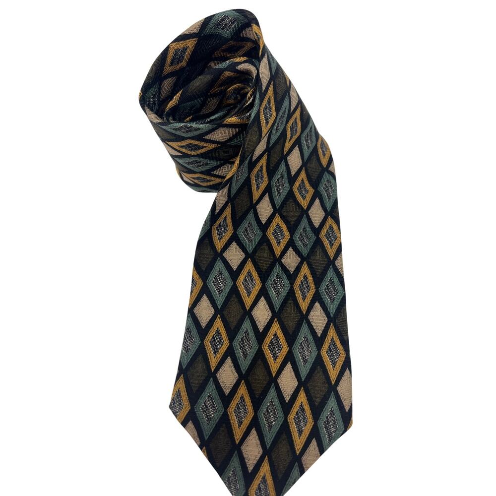 Natural Exchange Alexander Lloyd XL Repp Silk Tie Diamond Vintage - Picture 5 of 10